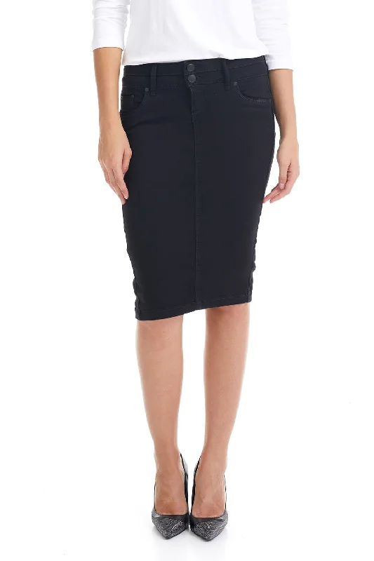 Below the knee denim jean skirt 'Beverly Hills' midi skirt versatile