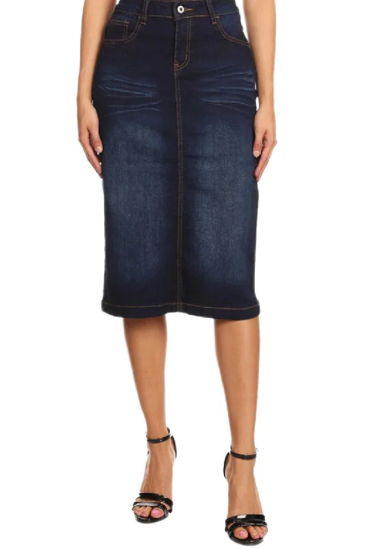 Faded Denim Pencil Skirt Style 77239 linen skirt airy