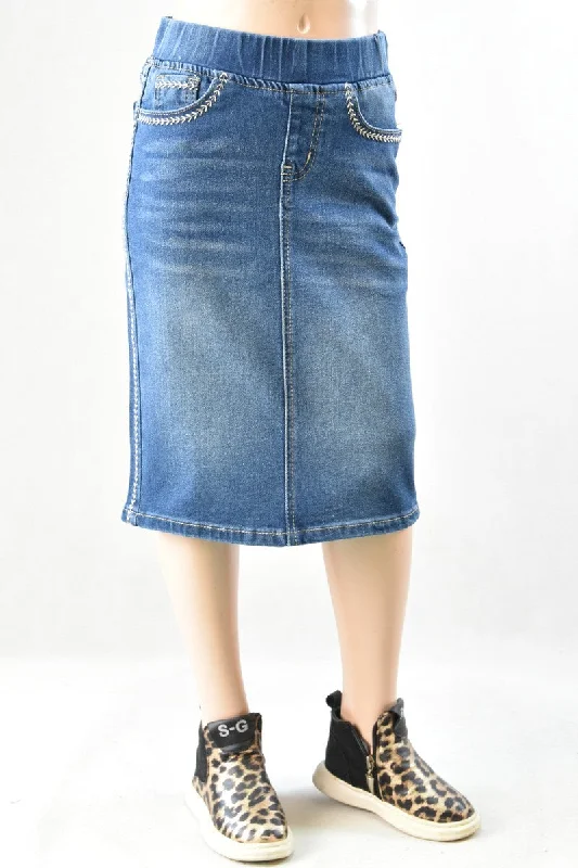 Girls Denim Skirt 79225 Indigo Wash leather skirt sleek