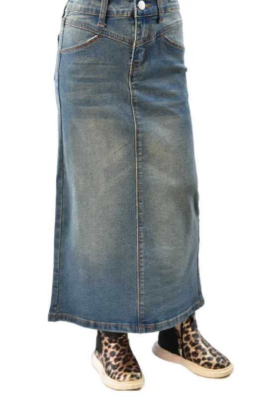 Girls Denim Skirt Style 89064 in Vintage Wash chiffon skirt delicate