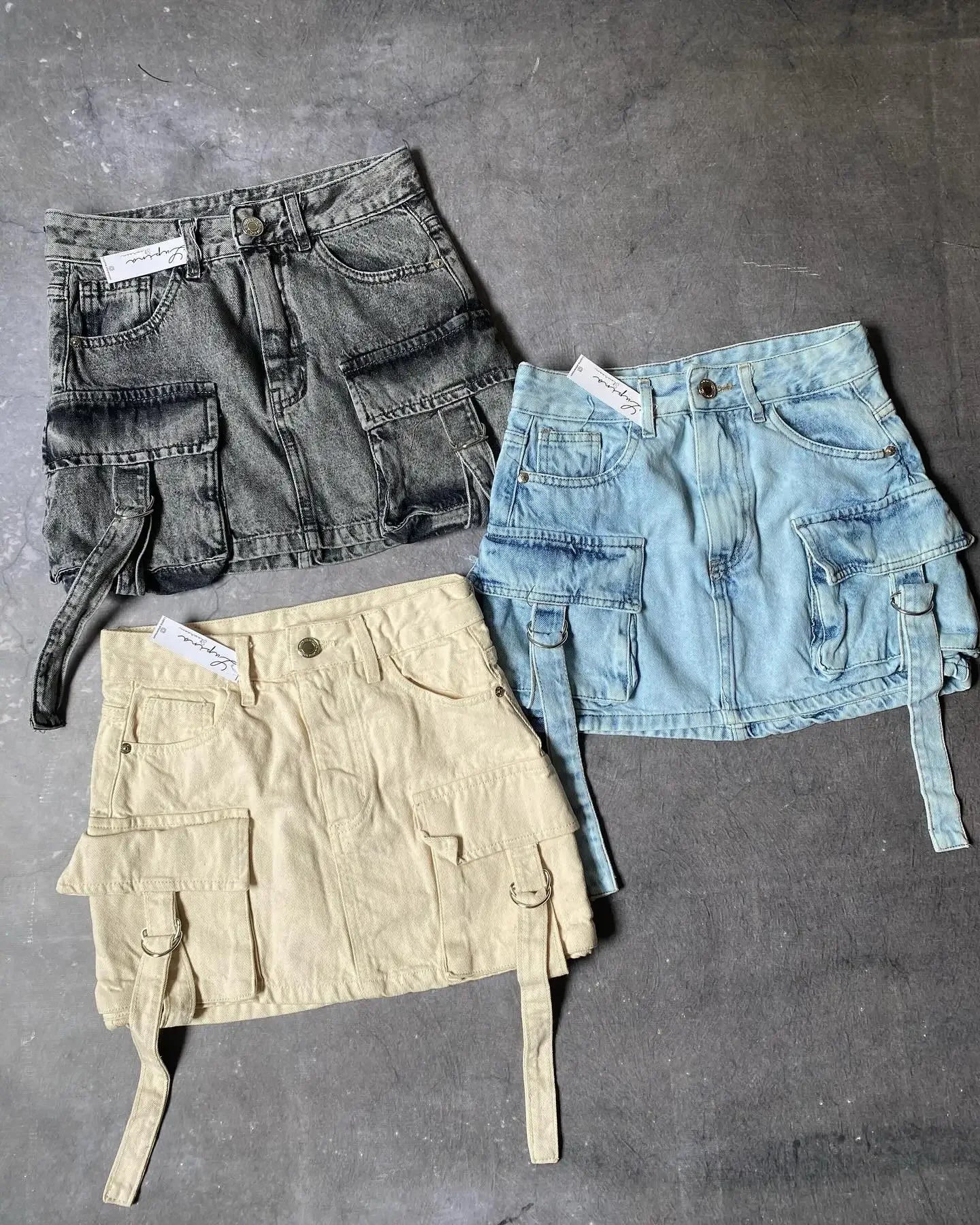 Multi Pocket Y2k Skirt Mini A Line Women Denim Skirts Streetwear silk skirt lustrous