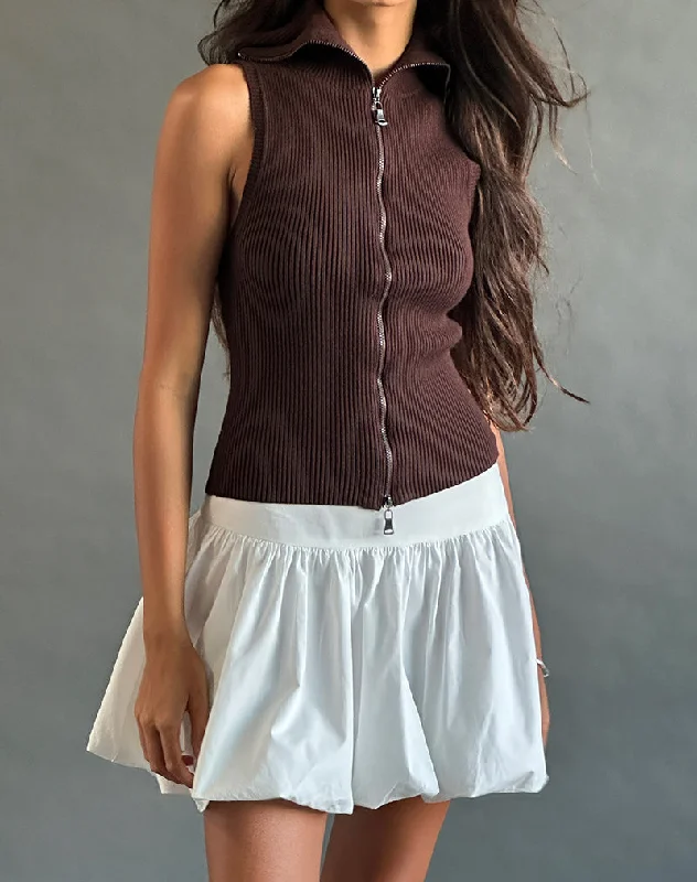 Kiyowo Puffball Mini Skirt in Poplin Ivory velvet skirt plush
