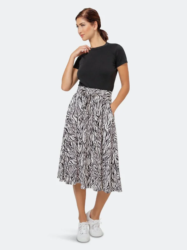 Leota Women's Mindy Skirt in Woodgrain Zebra Black Beauty Marshmallow Large Lord & Taylor White wrap skirt elegant