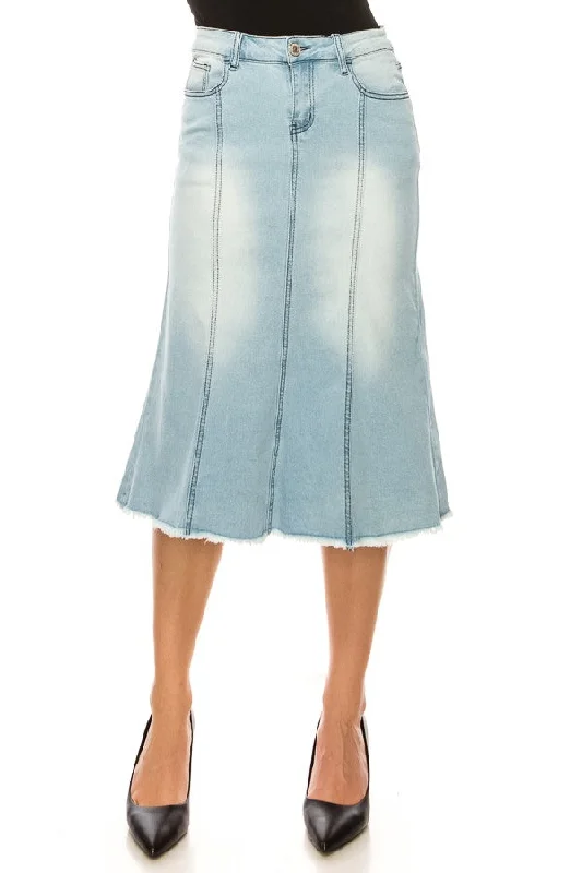 Light Denim A-Line Skirt 89134 lace skirt intricate
