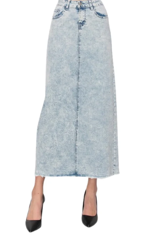 Long Denim Skirt in Sand Blush Style 89057 leather skirt sleek
