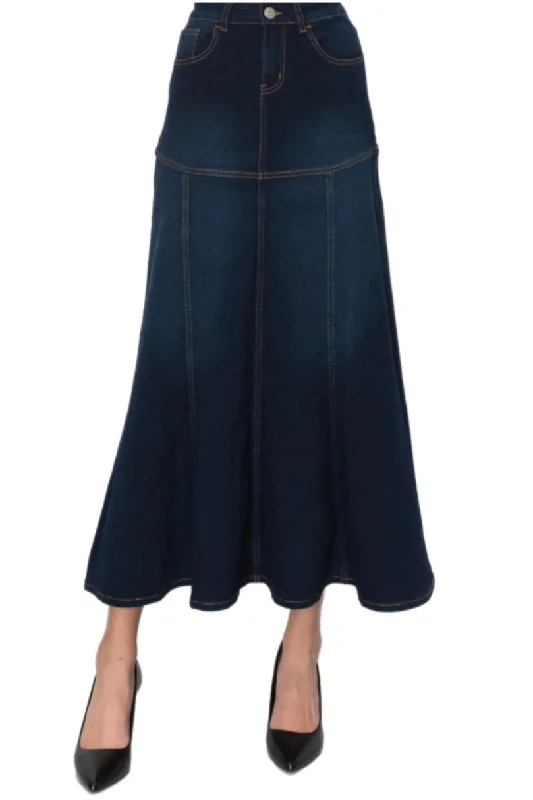 Long Denim Skirt Style 89063 leather skirt sleek