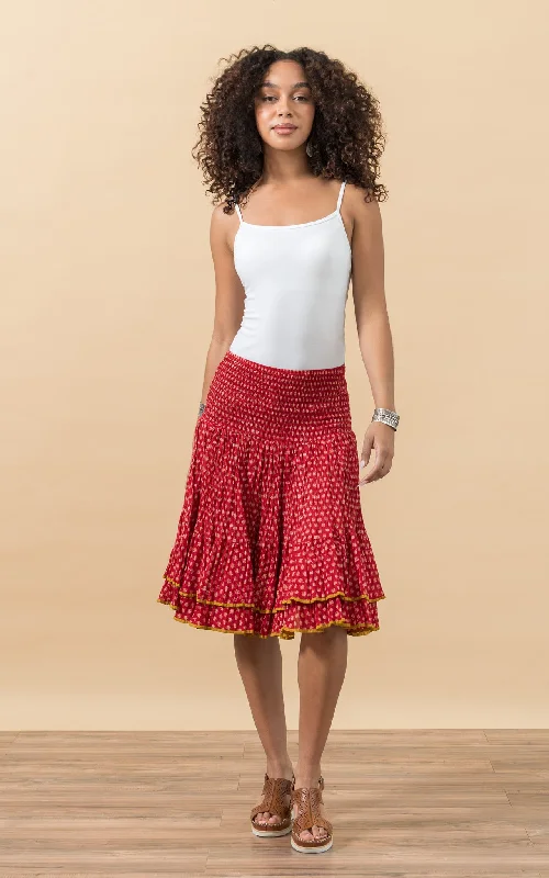 Macarena Skirt, Mini, Scarlet Calico linen skirt airy