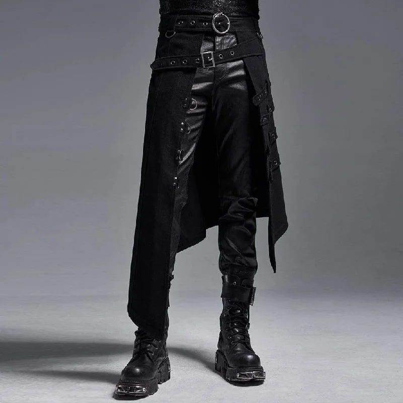 Men's Gothic Irregular Overskirts With Belts boho skirt vibe