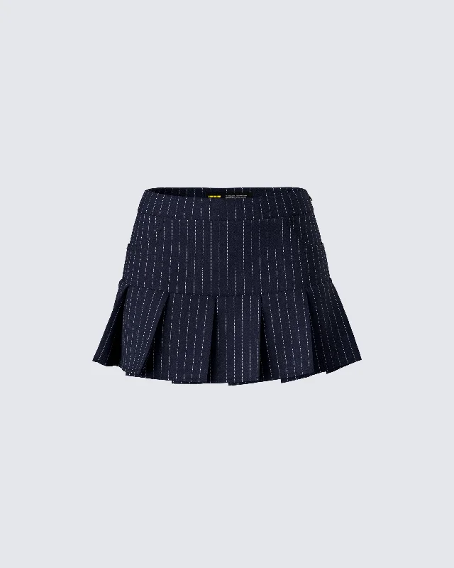 Minji Black Pinstripe Pleated Micro Mini Skirt leather skirt sleek