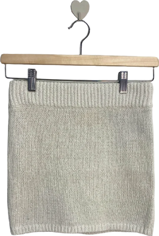 Monday Beige Knitted Mini Skirt S linen skirt natural