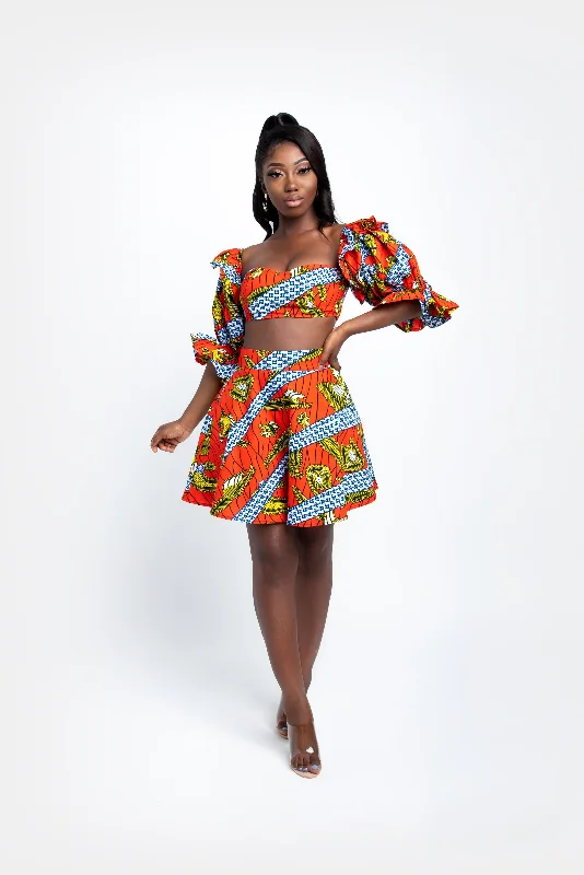 MONIFA African Print Mini Skirt linen skirt natural