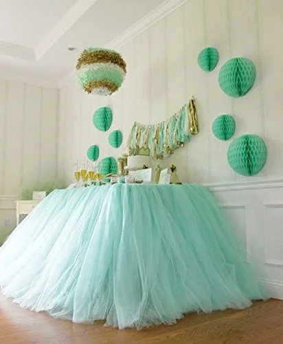 Originals Group Tutu Table Skirt , Mint Tulle Tutu Table Skirt Decor, Birthday Event Wedding Party Decoration (Mint) satin skirt smooth