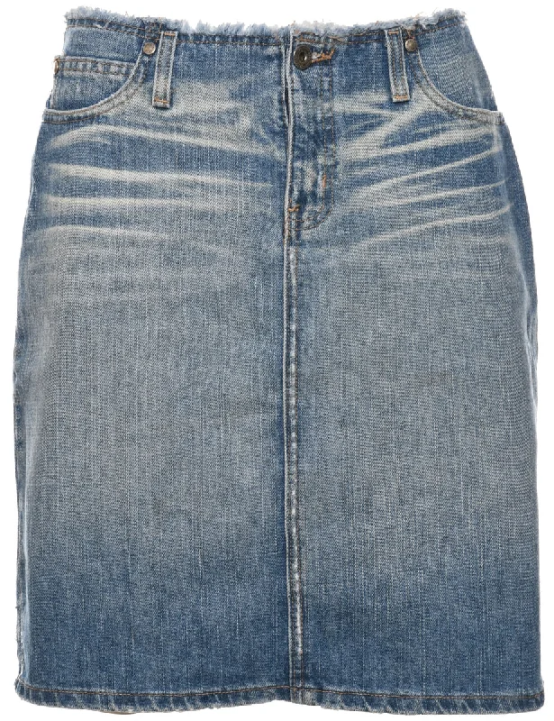 Pencil Shape Y2K Denim Skirt - M wool skirt warm