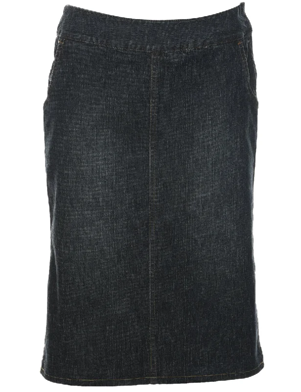 Pencil Shape Denim Skirt - M velvet skirt glossy