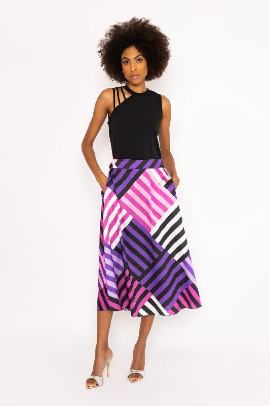 Purple Sateen Midi Skirt linen skirt breathable