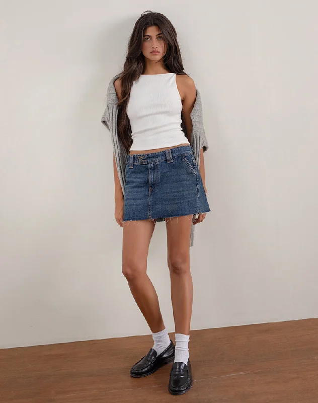Rigid Micro Denim Skirt in Heritage Blue velvet skirt rich