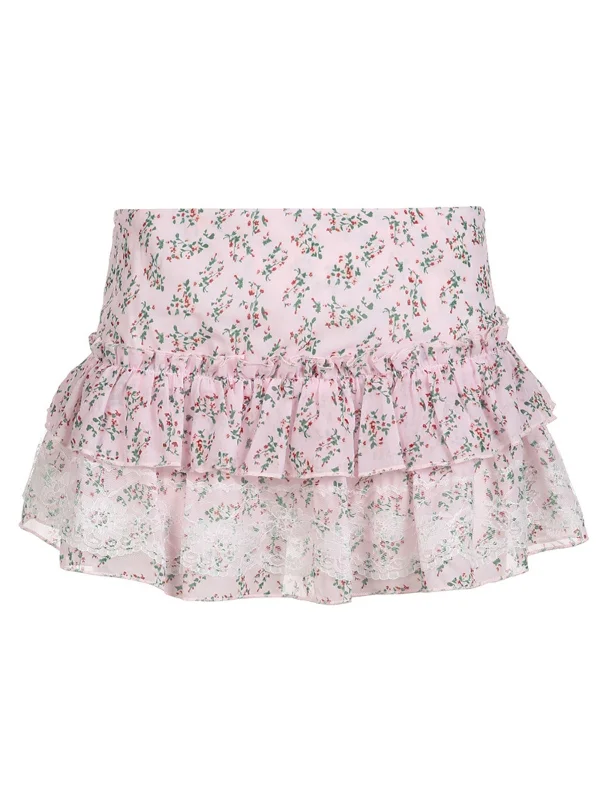 Leila Ruffle Mini Skirt silk skirt sleek