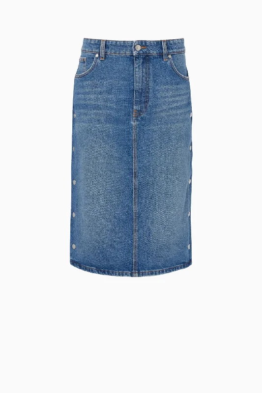 Stella McCartney Snap Denim Skirt - Vintage Blue linen skirt light