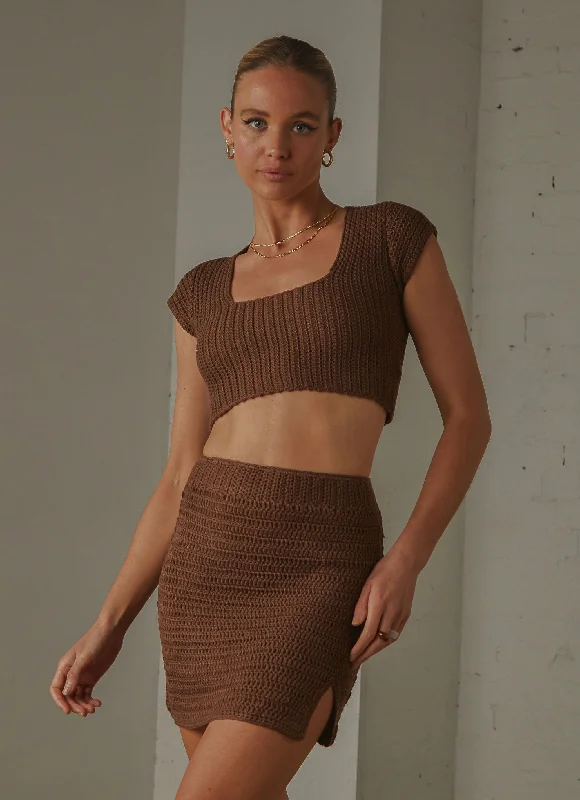 Summer Style Crochet skirt - Choc Brown vintage skirt charm