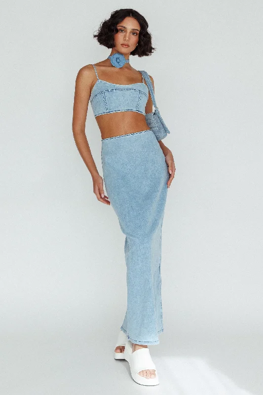 The Moment Maxi Skirt Denim linen skirt airy