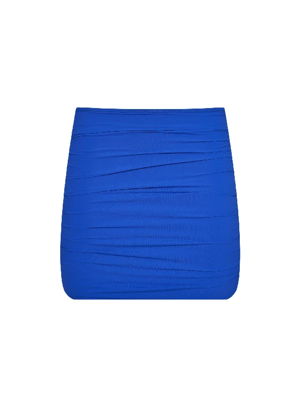 The Twiggy Miniskirt – Sapphire satin skirt smooth