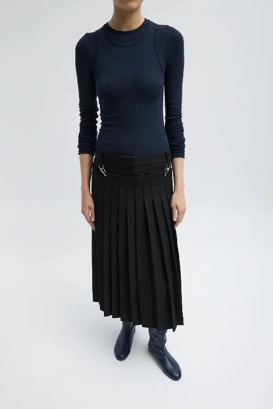 Tibi Grain De Poudre Convertible Pleated Skirt - Black chiffon skirt floaty