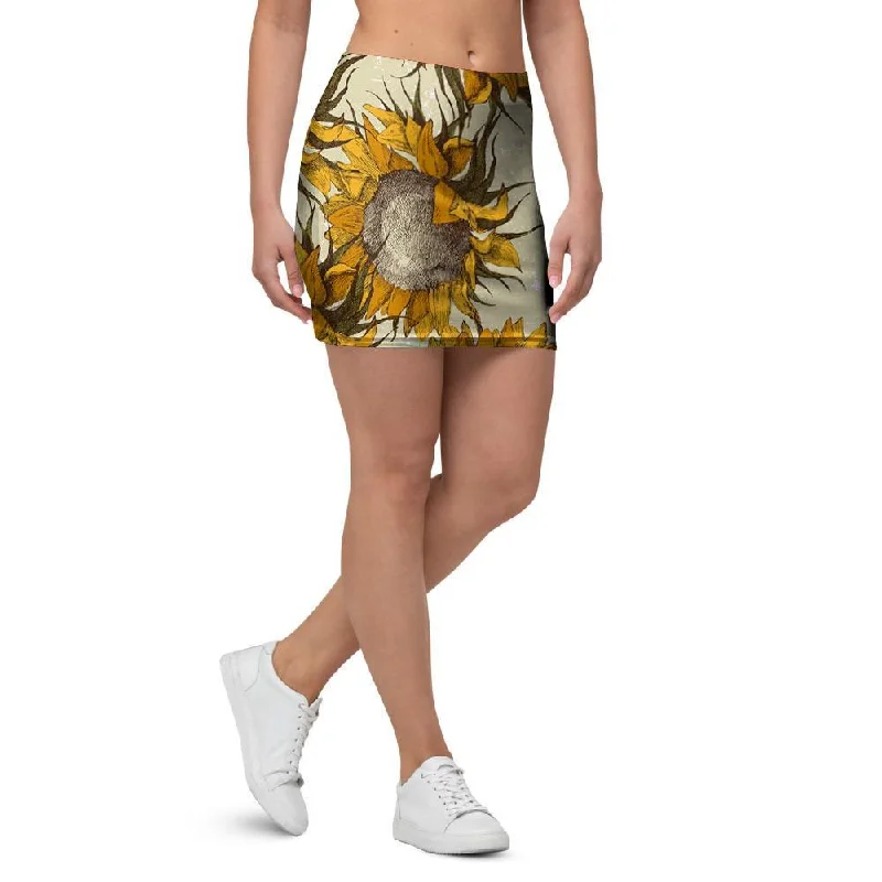 Vintage Sunflower Mini Skirt midi skirt versatile