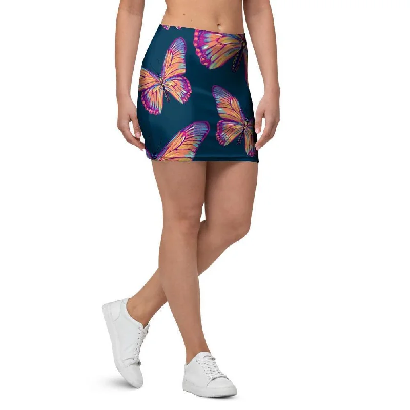 Watercolor Butterfly Print Mini Skirt low waist skirt