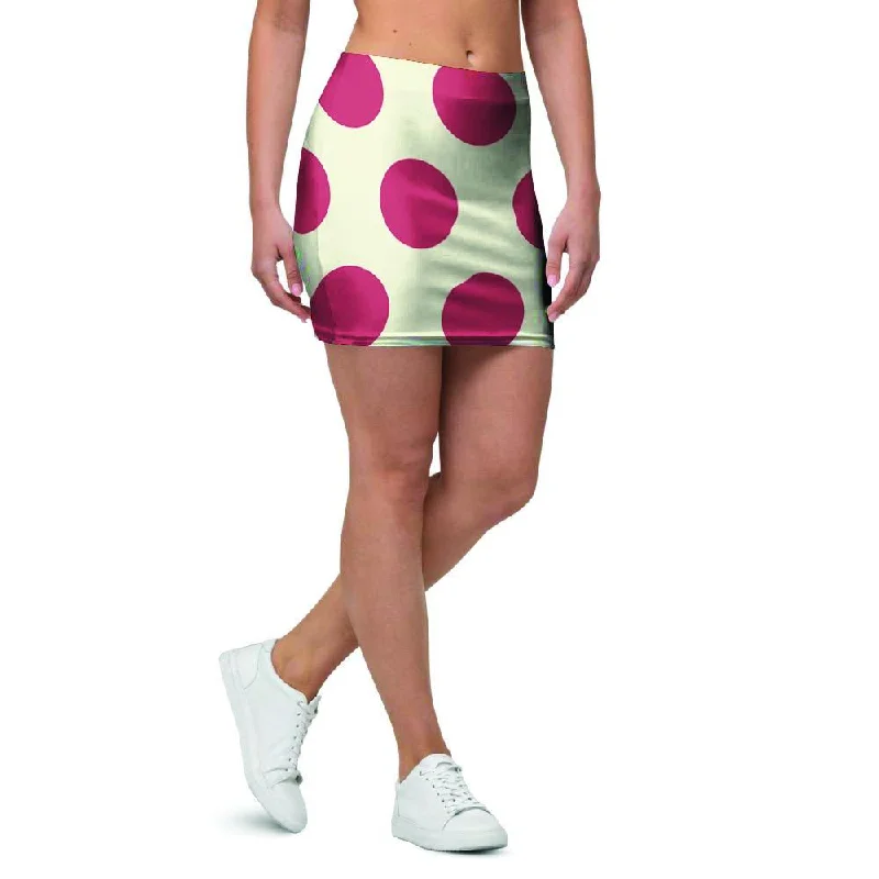 White And Red Polka Dot Mini Skirt chiffon skirt airy