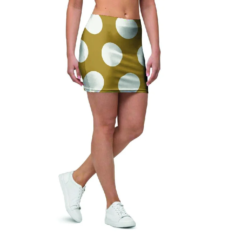 White And Yellow Polka Dot Mini Skirt athletic skirt fit