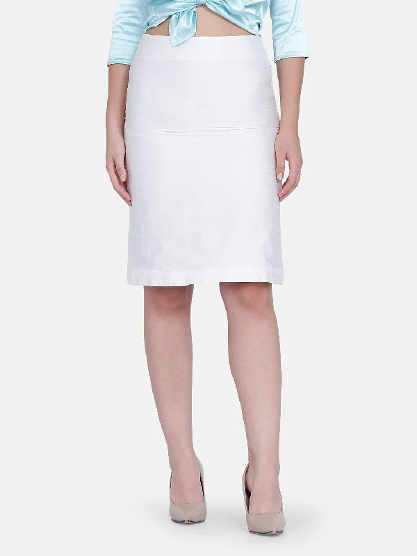 Dupioni Straight Skirt - White wool skirt warm