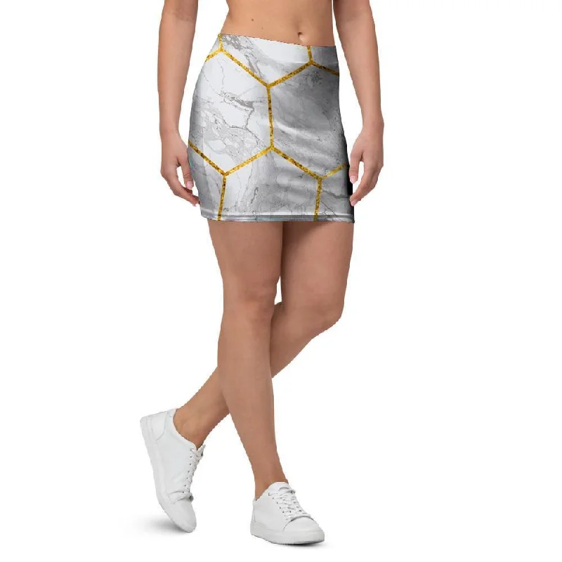 White Gold Tile Marble Mini Skirt velvet skirt plush