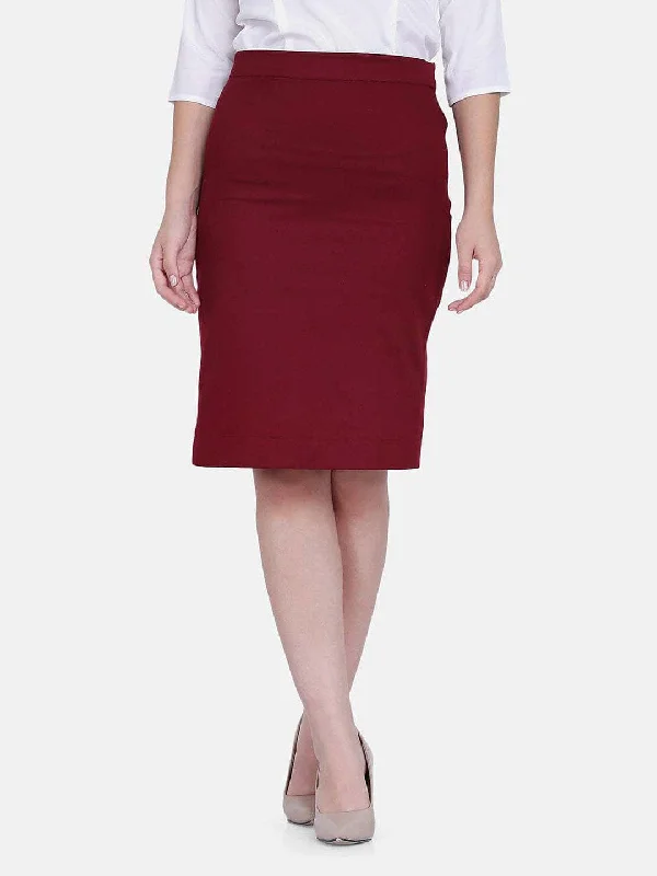 Cotton Twill Skirt - Wine Red denim skirt classic