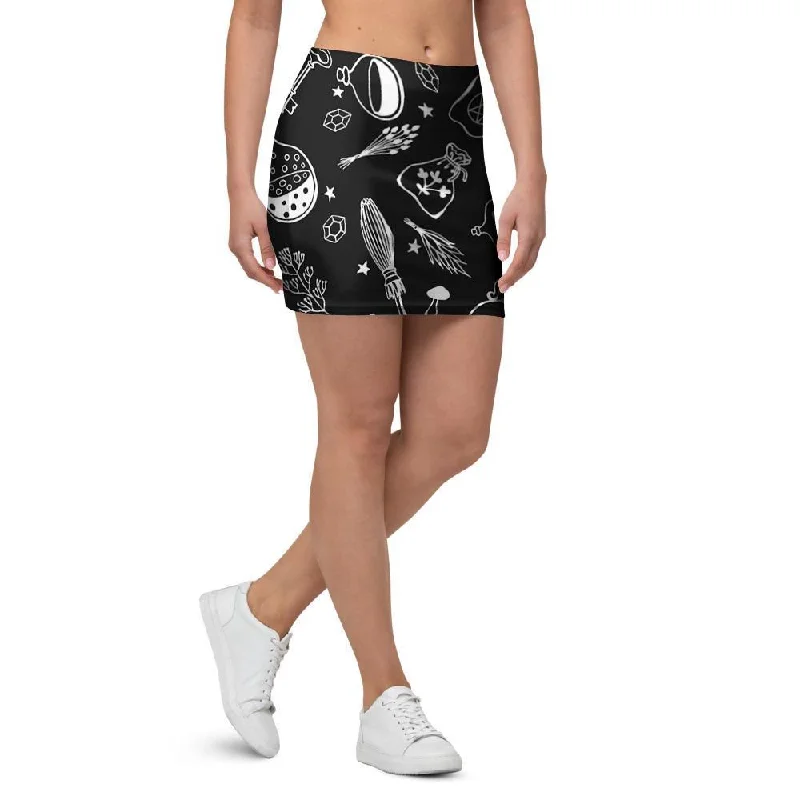 Witch Gothic Mini Skirt linen skirt relaxed