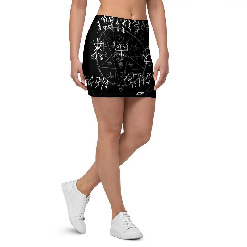Witch Sign Print Mini Skirt wool skirt sturdy