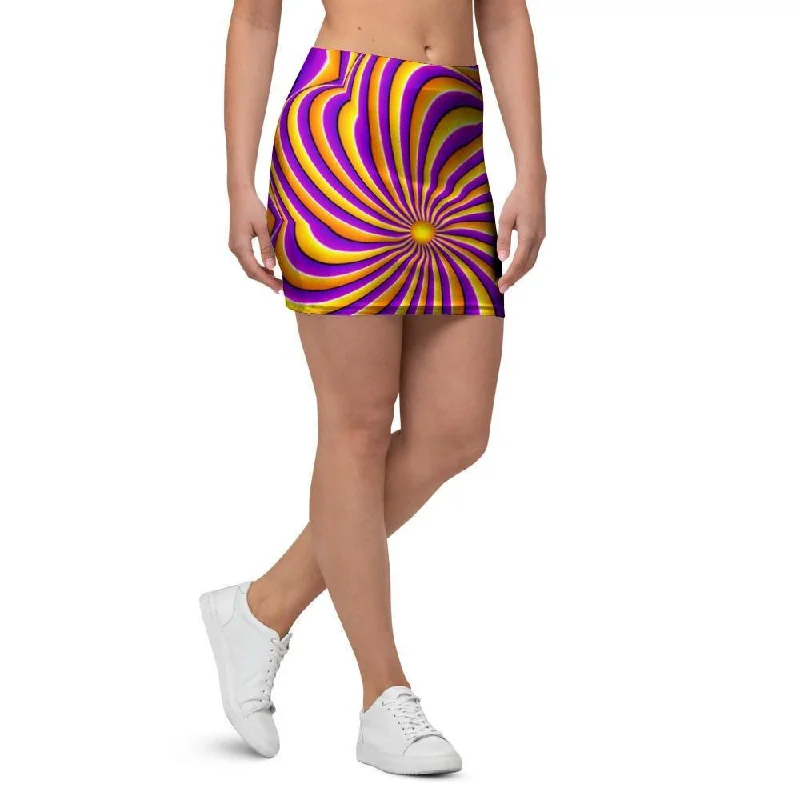 Yellow and purple spin illusion. Mini Skirt chiffon skirt floaty